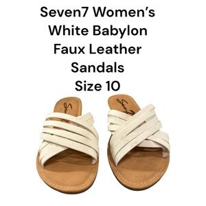 Seven7 Women  Size 10 White Babylon Faux Leather Strappy Slip On Slide Sandals